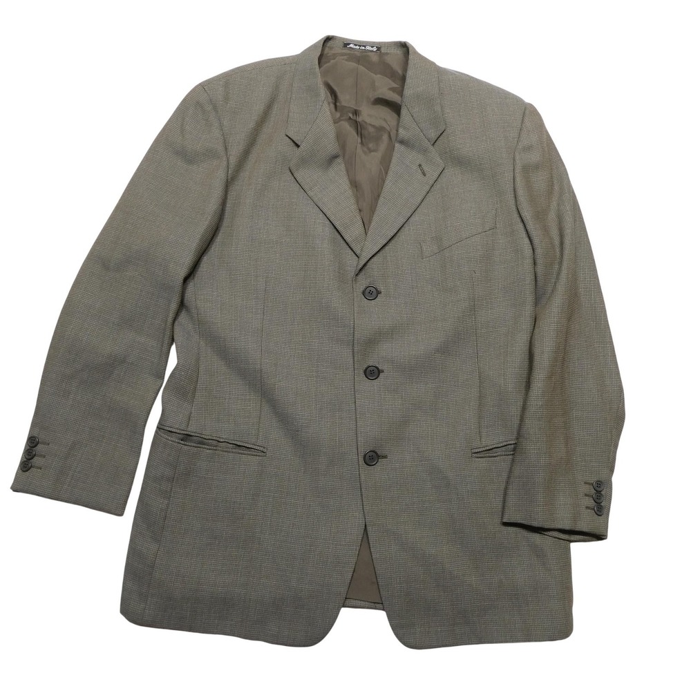 Giorgio Armani Blazer Mens 42 Brown Check Pure Virgin Wool Sport Coat Made Italy